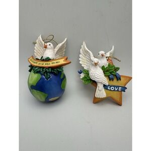 2 2003 Christmas Ornaments Peace On Earth Love Globe Star North Star Gifts